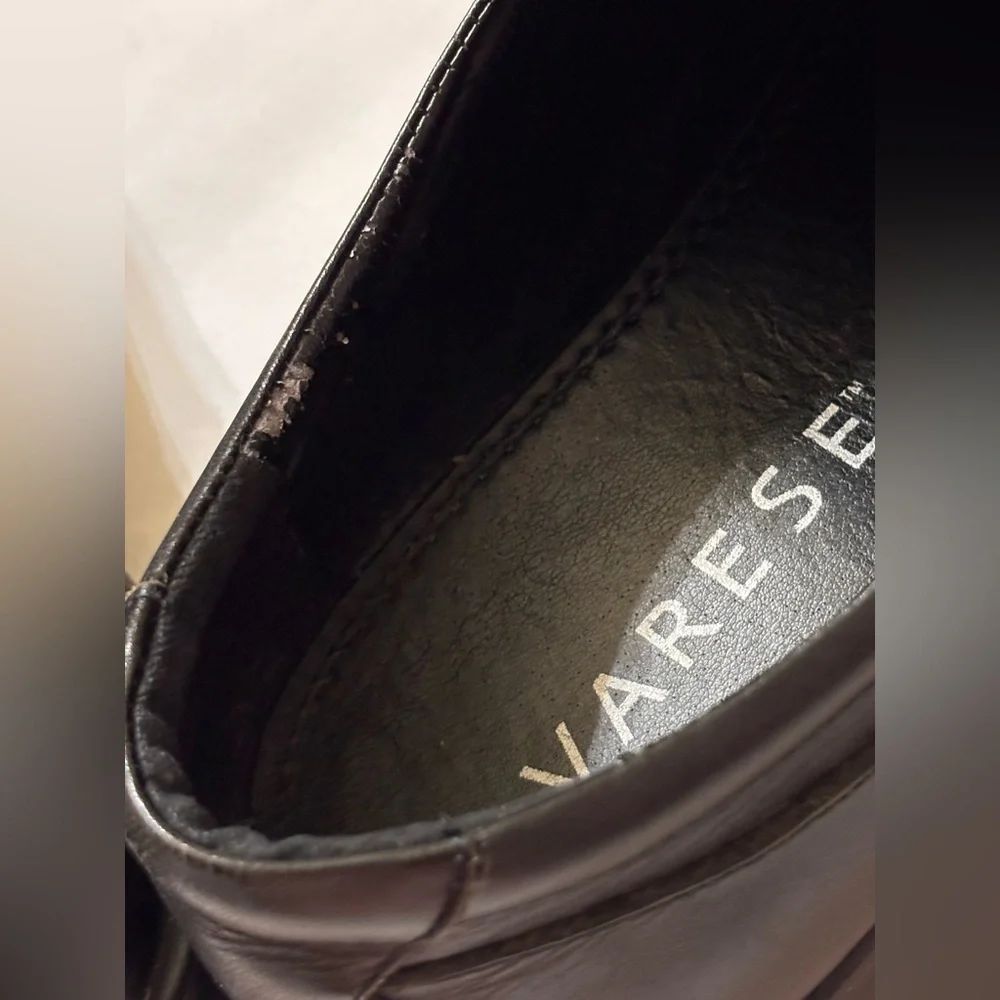Varese Men's Black Leather Loafers Sz 91/2